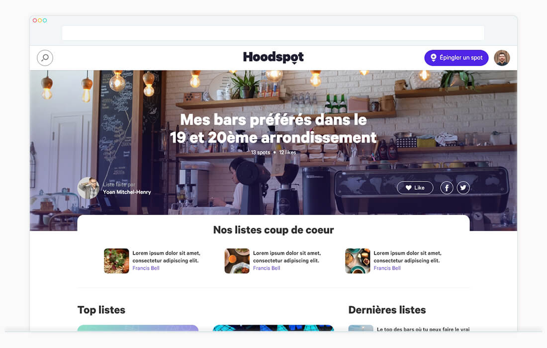 hoodspot UI UX design web interface