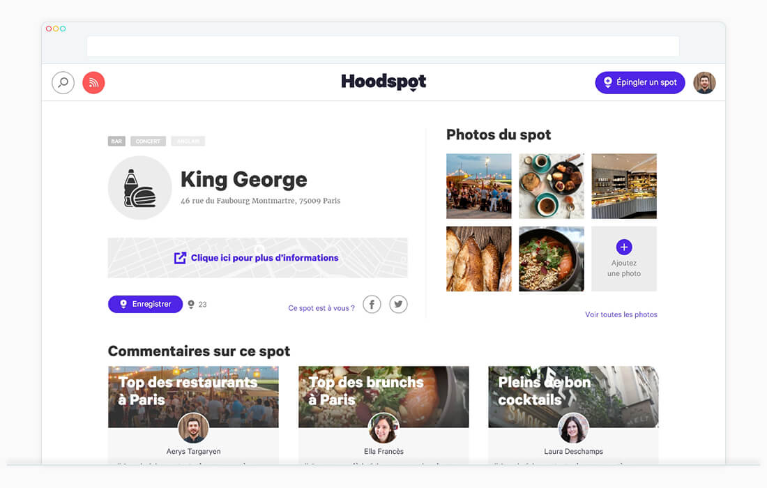 hoodspot UI UX design web interface